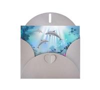 Blue Ocean Cartes de vœux vierges Motif poissons sous-marins pour anniversaires, Saint-Valentin, fêtes, mariages, 10,2 x 15,2 cm Enveloppe grise