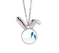 Blue Ocean Docile Collier avec pendentif deux dauphins et lapins