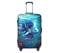 Blue Ocean Housse de protection élastique lavable et anti-rayures pour valise Motif poissons sous-marins, blanc, Large