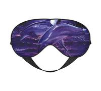 Blue Ocean Masque de sommeil double face en soie avec motif dauphin, masque pour les yeux réglable bloquant la lumière pour les yeux pour voyage, homme et femme, bandeau doux et confortable, 20 x 10
