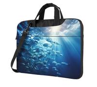 Blue Ocean Sac à bandoulière pour ordinateur portable de 13 à 15,6" Motif poissons sous-marins, noir, 15.6 inch