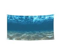 Blue Ocean Sea Lot de 1 bannière ondulée pour Halloween, décoration intérieure ou extérieure, résistante aux UV avec trous métalliques