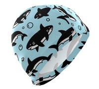 Blue Ocean Shark Fish Cute Swim Waterproof for Unisex Adult Short Hair Waterproof Swim for Women Hair Protection and Drag Reduction Gorra para nadar de mujer