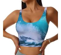 Blue Ocean Wave Gilet de sport pour femme - Confortable et léger - Élastique - Pour les loisirs et la randonnée, Noir , M Taille courte