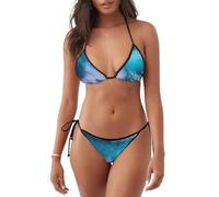 Blue Ocean Wave Maillot de bain deux pièces pour femme Motif vagues d'été Vacances Piscine Activités, Noir , M