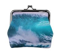 Blue Ocean Wave Portefeuille en cuir synthétique avec fermeture à glissière pour rouge à lèvres et changement de clés