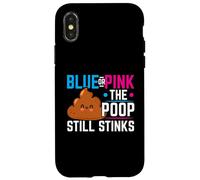 Blue Or Pink The Poop Still Stinks Annonce de bébé Coque pour iPhone X/XS