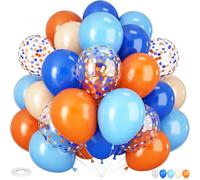 Blue Orange Balloons 60 Pack 12 Inch Dark Blue Light Blue Orange Beige Balloons Latex Confetti Helium Balloons For Space Party Boys Birthday Decoration