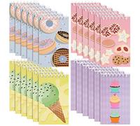 Blue Panda Lot de 24 blocs-notes spirales avec cadeaux de fête de cuisine - Blocs-notes de 7,62 cm x 12,7 cm pour enfants - Designs de beignets, cupcakes et glaces