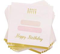 Blue Panda Lot de 50 serviettes en papier Motif Happy Birthday 12,7 cm