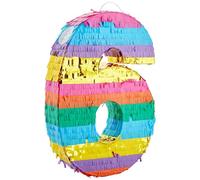 BLUE PANDA Piñata arc-en-ciel en forme de chiffre 6 pour fête de 6e anniversaire, fête, anniversaire de mariage (taille S, 41,9 x 27,9 x 7,6 cm)