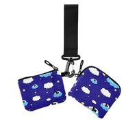 Blue Panda Planet Lot de 2 pochettes porte-monnaie pour femme avec fermeture éclair et dragonne pour le travail et les voyages, Planète Panda Bleu, 1 size, Décontracté