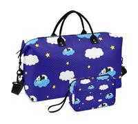 Blue Panda Planet Lot de 2 sacs de voyage avec trousse de toilette pour randonnée, Planète Panda Bleu, 1 size