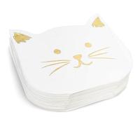 Blue Panda Purr-fect Lot de 50 serviettes en papier doré Motif chat 16,5 x 16,5 cm