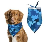 Blue Parttern Bandana triangulaire lavable en polyester pour chien et chat de taille moyenne et grande