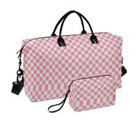 Blue-Peach Lot de 2 valises à damier avec sangle réglable pour la randonnée