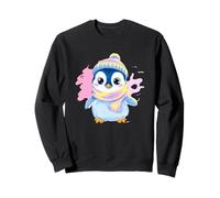 Blue Penguin Winter Portrait Lover Écharpe Pastel Graphique Sweatshirt