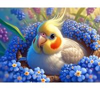 Blue Petit Perroquet Mignon sur Fleur 300 Pièces Puzzle Expert Confirmé en Carton Anti-Déchirure Animal Animal de Compagnie Très Difficile Haute Difficulté Motif Complexe Idée Cadeau Anniversaire