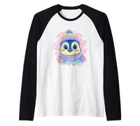 Blue Pingouin Hiver Portrait Amoureux Graphique Écharpe Rose Oiseau Manche Raglan