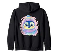 Blue Pingouin Hiver Portrait Amoureux Graphique Écharpe Rose Oiseau Sweat à Capuche