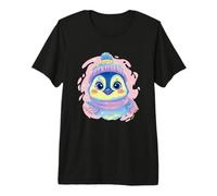 Blue Pingouin Hiver Portrait Amoureux Graphique Écharpe Rose Oiseau T-Shirt Haut de Gamme