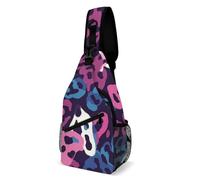 Blue Pink and Panther Sling Bag for Men Women Crossbody Backpack Colorful Tulip Flowers Crossbody Bag Chest Bags for Travel Sport