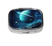 Blue Planet Boîte à pilules compacte avec motif imprimé pour voyage et utilisation quotidienne