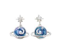 Blue Planet Boucle d'oreille double étoile lune