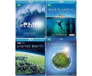 Blue Planet & Planet Earth 4-Volume BBC Blu-ray Collection Narrated by David Attenborough: Blue Planet: Seas of Life / Blue Planet II: Take a Deep Breath / Planet Earth: The Original Series / Planet