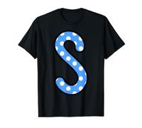 Blue Polka Dot Letter S Alphabet Initial Design T-Shirt Graphique avec Valeur