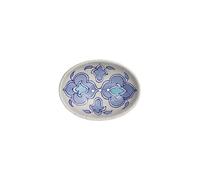 Blue Pottery Porte-savon ovale en faïence avec imprimé floral bleu clair avec trous pour l'évacuation de l'eau 13 x 10 x 4 cm
