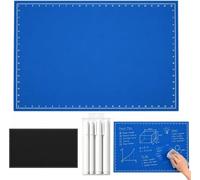 Blue Print Sous-main effaçable à sec réutilisable (1 lot) | Grand tapis de souris double face style Blueprint pour architectes bureau esquisse planification espace de travail protection