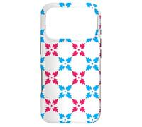 Blue Red Snowflakes Cross Leaves Flower Symmetry Pattern Coque pour iPhone 17 Pro