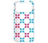 Blue Red Snowflakes Cross Leaves Flower Symmetry Pattern Coque pour iPhone 17 Pro Max