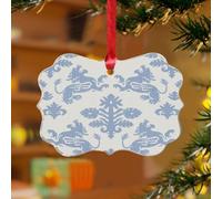 Blue Regalia Kylin Décoration de Noël Dragon Aigue-marine Tibet Unique Souvenir en acrylique transparent Dragon et Tigre Chinoiserie Souvenir pour décoration de sapin de Noël, étiquette cadeau, plaque