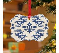 Blue Regalia Loong Décorations de Noël Dragon et Tigre Chinoiserie Papillon Souvenir en Acrylique Transparent Dragon Chinois Gris Rouge Souvenir pour Décoration de Sapin de Noël Étiquette Cadeau