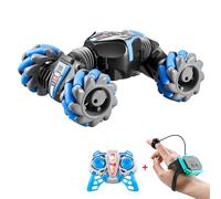 (blue) Remote Control Gesture Sensor Toy Cars,360 Flips Gesture Sensing RC Stunt Car With Light & Music + Tail Spray New