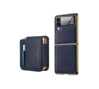 (Blue)Retro Thinking Series PC Shockproof Phone Case with Bag For Samsung Galaxy Z Flip4