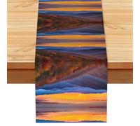 Blue Ridge Chemin de table imprimé Parkway Mountains 33 x 183 cm Nappe de table de cuisine, table à manger, décoration pour la maison, fête, restaurant