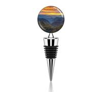 Blue Ridge Parkway Mountains Bouchon de bouteille de vin en métal mignon décoratif réutilisable Conservateur de boissons sous vide anti-fuite Bouchon de vin Idéal Cadeau