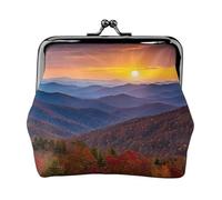Blue Ridge Parkway Mountains Porte-monnaie en cuir imprimé pour homme et femme avec fermeture à glissière