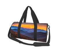 Blue Ridge Parkway Mountains Sac de voyage rond en toile, imperméable et résistant aux déchirures. Sac de week-end pliable