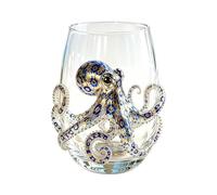 Blue Ringed Octopus Glassware 420ml Coastal Artistic Novelty 2D Glassware