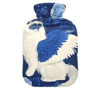 Blue Rose Bouillotte Chat ailé avec Housse Souple Compresse Chaude 2L pour Thérapies Chaudes et Froides