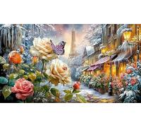 Blue-Rose-Field-Under-Dreamy-Starry-Sky Puzzle pour Adultes et Enfants 1000 pièces Jeu Stimulant Cadeau Amusant & Activité Maison Papier recyclé pour détente et décoration Murale 38x52/1000 pièces
