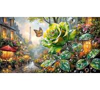 Blue-Rose-in-Ice-Cave-with-Butterflies Puzzle 1000 pièces Papier recyclé Jeux éducatifs Idée Cadeau Parfaite pour Adultes et Enfants de 12 Ans et Plus Beau Puzzle de décoration 38x52/1000 pièces