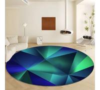 Blue Round Area Rug Living Room Diameter 120 cm, Non Slip Low-Pile Area Rugs - Abstract Geometric Shapes Soft Machine Washable Carpet for Bedroom Living Room Kitchen Entryway