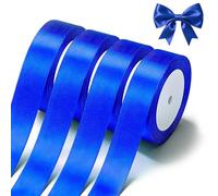 Blue Satin Ribbon 1 Inch x 4 Rolls Blue Wide Satin Fabric Ribbon for Gift Packaging, Christmas, Wedding, Flower Bouquet, Holiday Party, Invitation