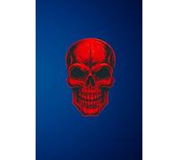 Blue school notebook with a red skull on the cover for children and teenagers | 100 pages notebooks with small squares and 2026 calendar | school notebook, for children, for teenagers, notebook 2026