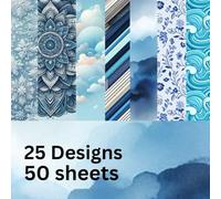 Blue Scrapbooking Paper Pad: 50 Sheets of 8.5x 8.5 Decorative Decoupage for Wrapping Folded Sea Patterned Cardmaking Supplies Gift Cardstock Scrapbook Photo Album DIY Crafts